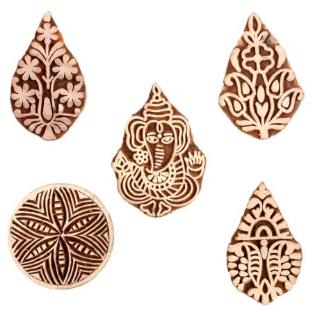 Set of 5 Piece New Mix Wooden Printing Block